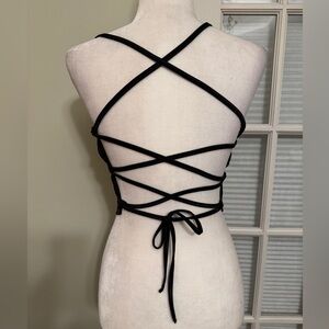 NWOT Black Strappy Backless Top